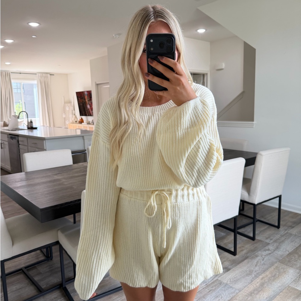 Cozy Cream Knit Jumpsuit